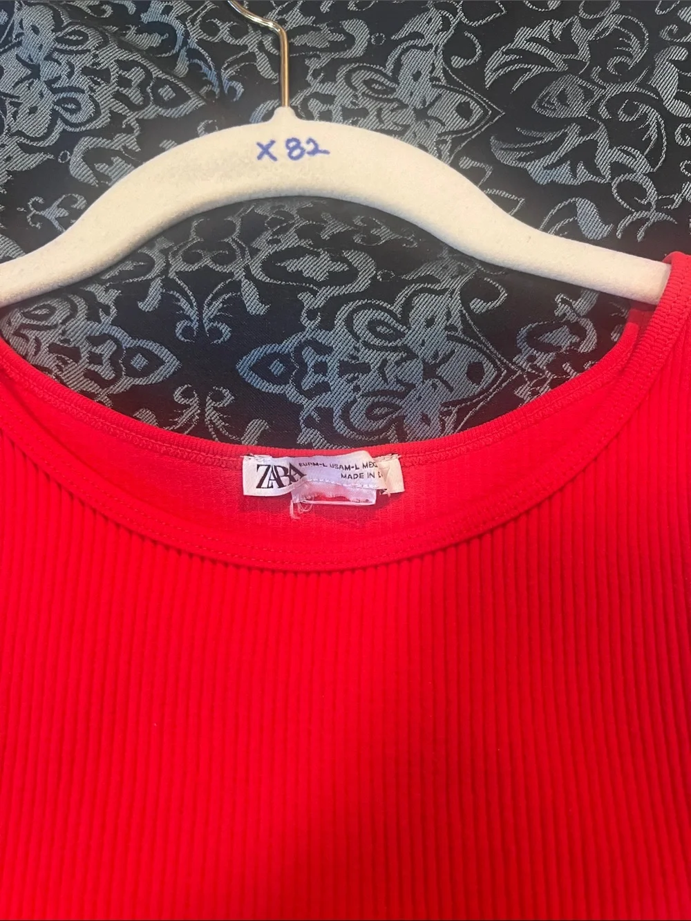 Zara Ribbed Crop Tank Top - Red - Picture 5 of 6